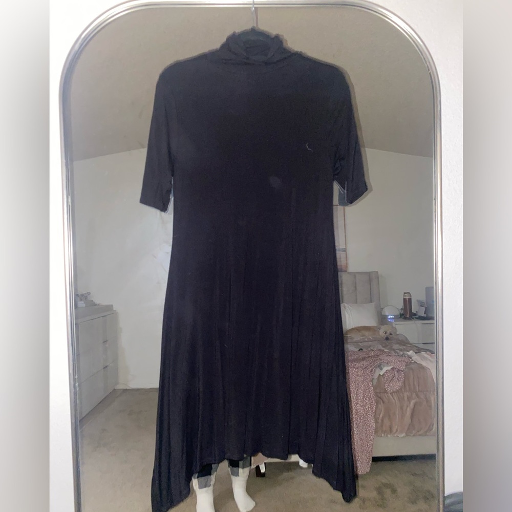 Velvet torch black mock neck dress Large
